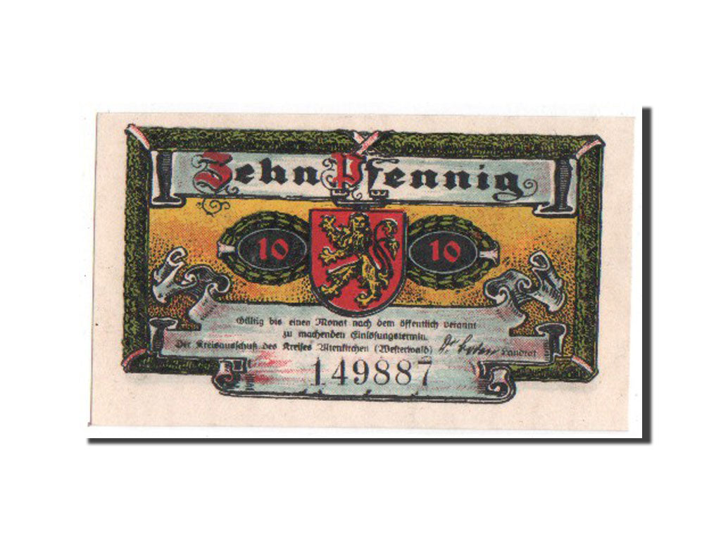 Banknote, Germany, Rheinland, 10 Pfennig, 1921, UNC(63), Mehl:24.1a