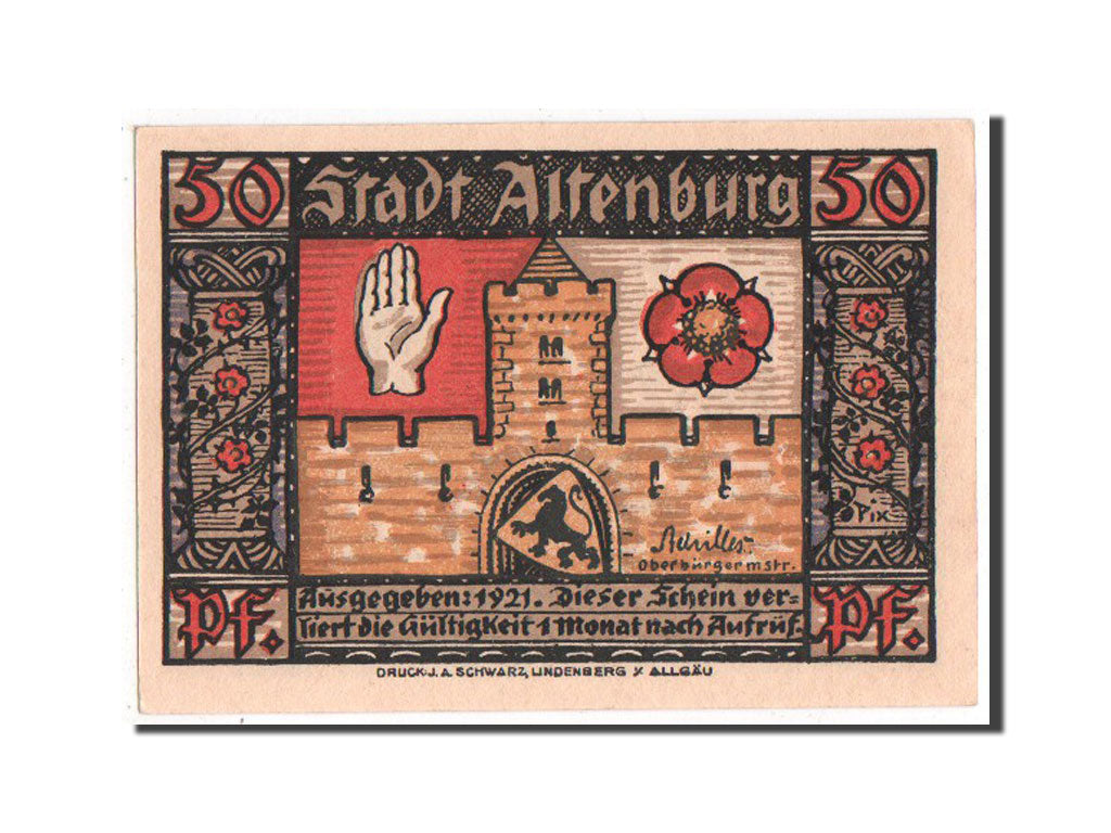 Billet, Allemagne, Sachsen-Altenburg, 50 Pfennig, 1921, SPL+, Mehl:21.1a