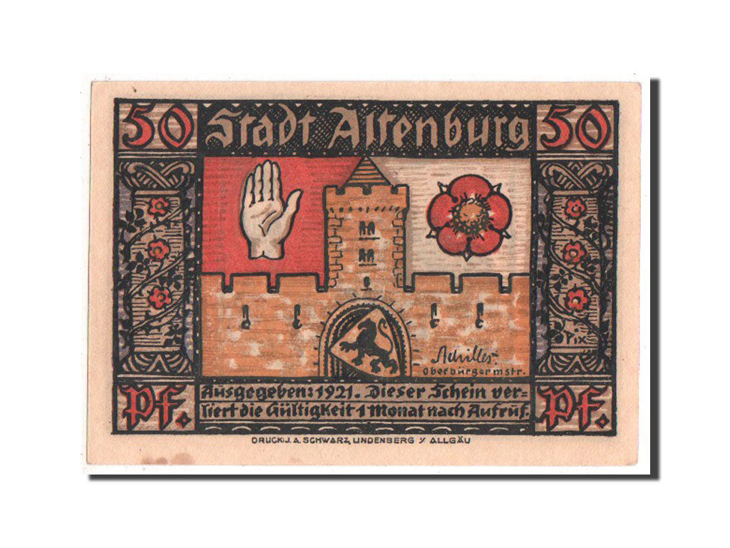 Billet, Allemagne, Sachsen-Altenburg, 50 Pfennig, 1921, SPL, Mehl:21.1a