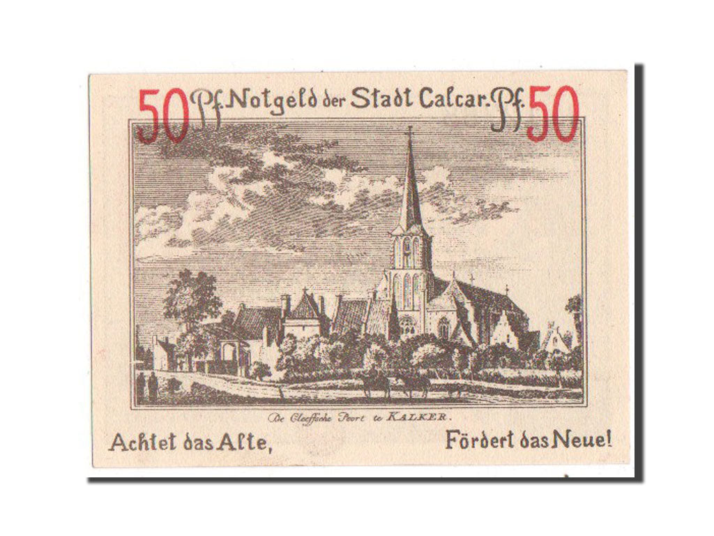 Banknote, Germany, Calcar Stadt, 50 Pfennig, 1922, UNC(63), Mehl:214.1