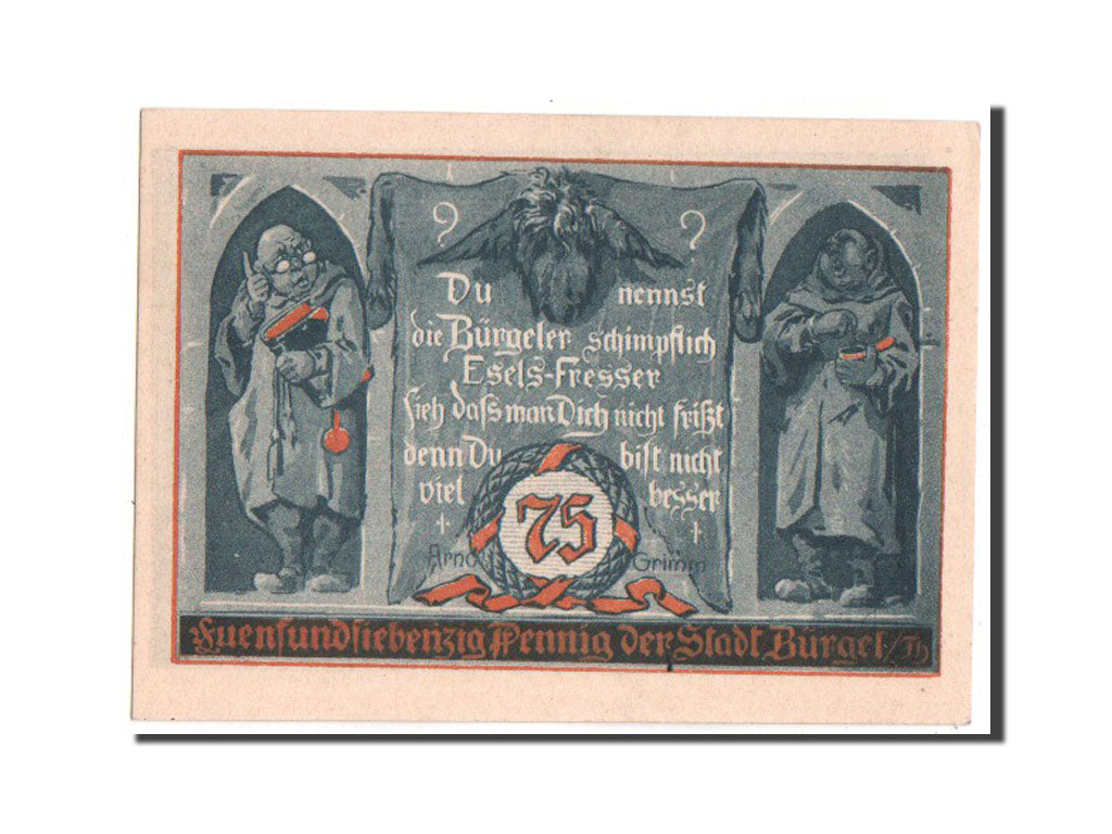 Banknote, Germany, Burgel Stadt, 75 Pfennig, 1921, UNC(64), Mehl:201.1a