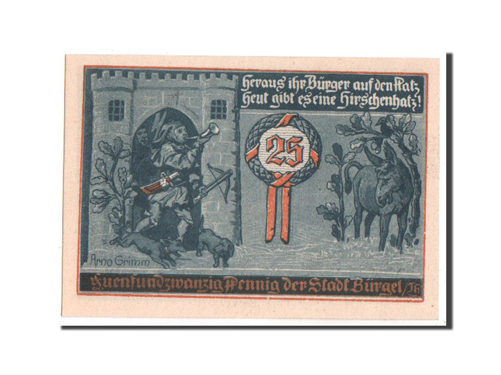Banknote, Germany, Burgel Stadt, 25 Pfennig, 1921, UNC(64), Mehl:201.1a