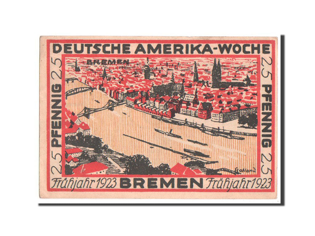 Banknote, Germany, Bremen Deutsche Amerika Woche, 25 Pfennig, 1923, UNC(60-62)
