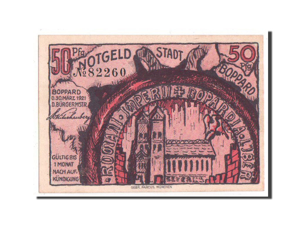 Banknote, Germany, Boppard, 50 Pfennig, 1921, UNC(65-70), Mehl:142.2a