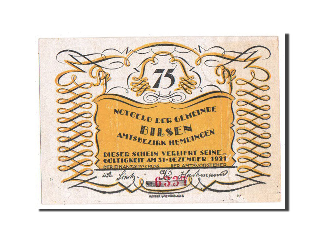 Banknote, Germany, Bilsen, 75 Pfennig, 1921, UNC(63), Mehl:105.1