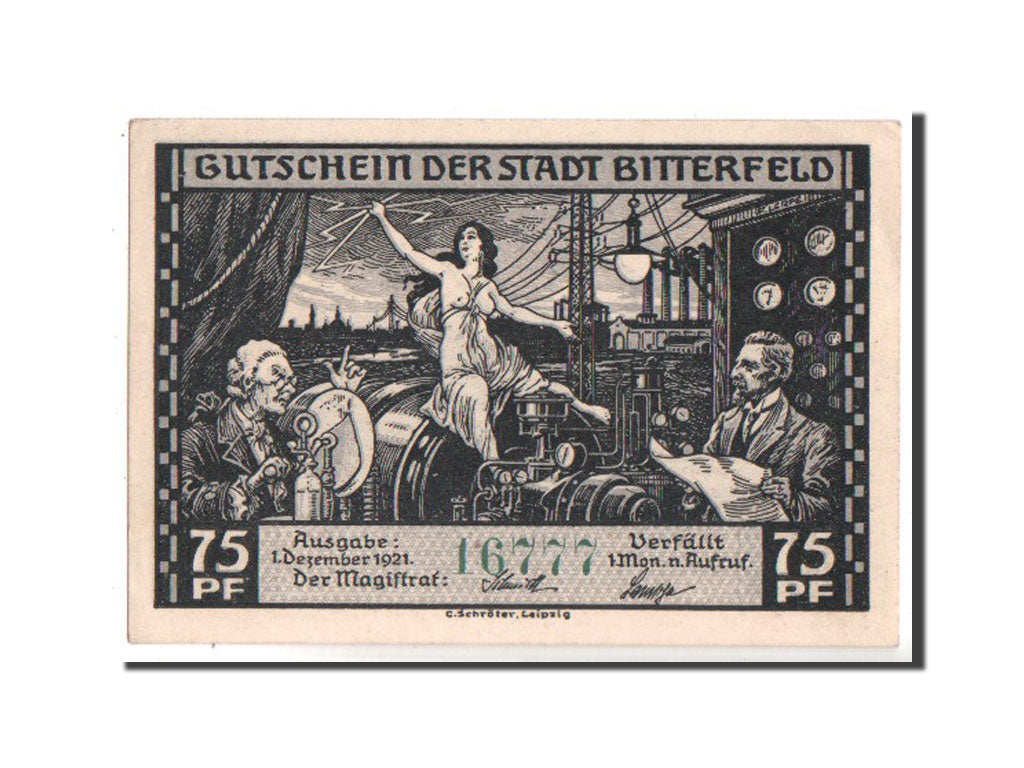 Banknote, Germany, Bitterfeld Stadt, 75 Pfennig, 1921, UNC(63), Mehl:111.4