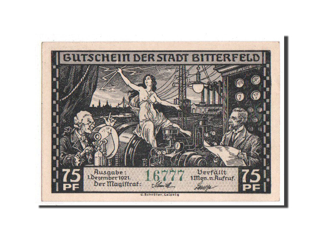 Banknote, Germany, Bitterfeld Stadt, 75 Pfennig, 1922, UNC(63), Mehl:111.4