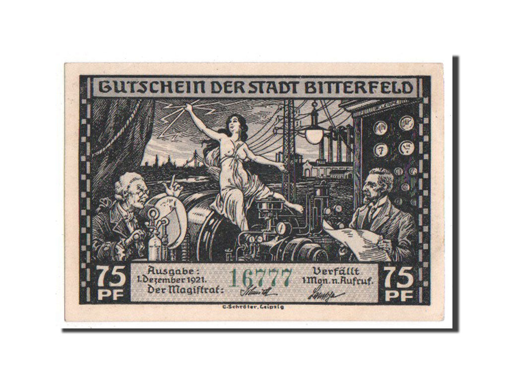 Banknote, Germany, Bitterfeld Stadt, 75 Pfennig, 1921, UNC(63), Mehl:111.4