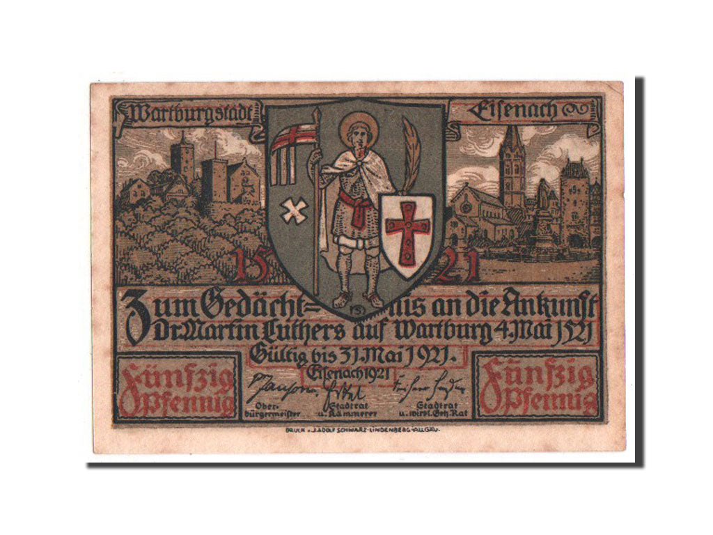 Banknote, Germany, Eisenach Stadt, 50 Pfennig, 1921, UNC(63), Mehl:320.2a