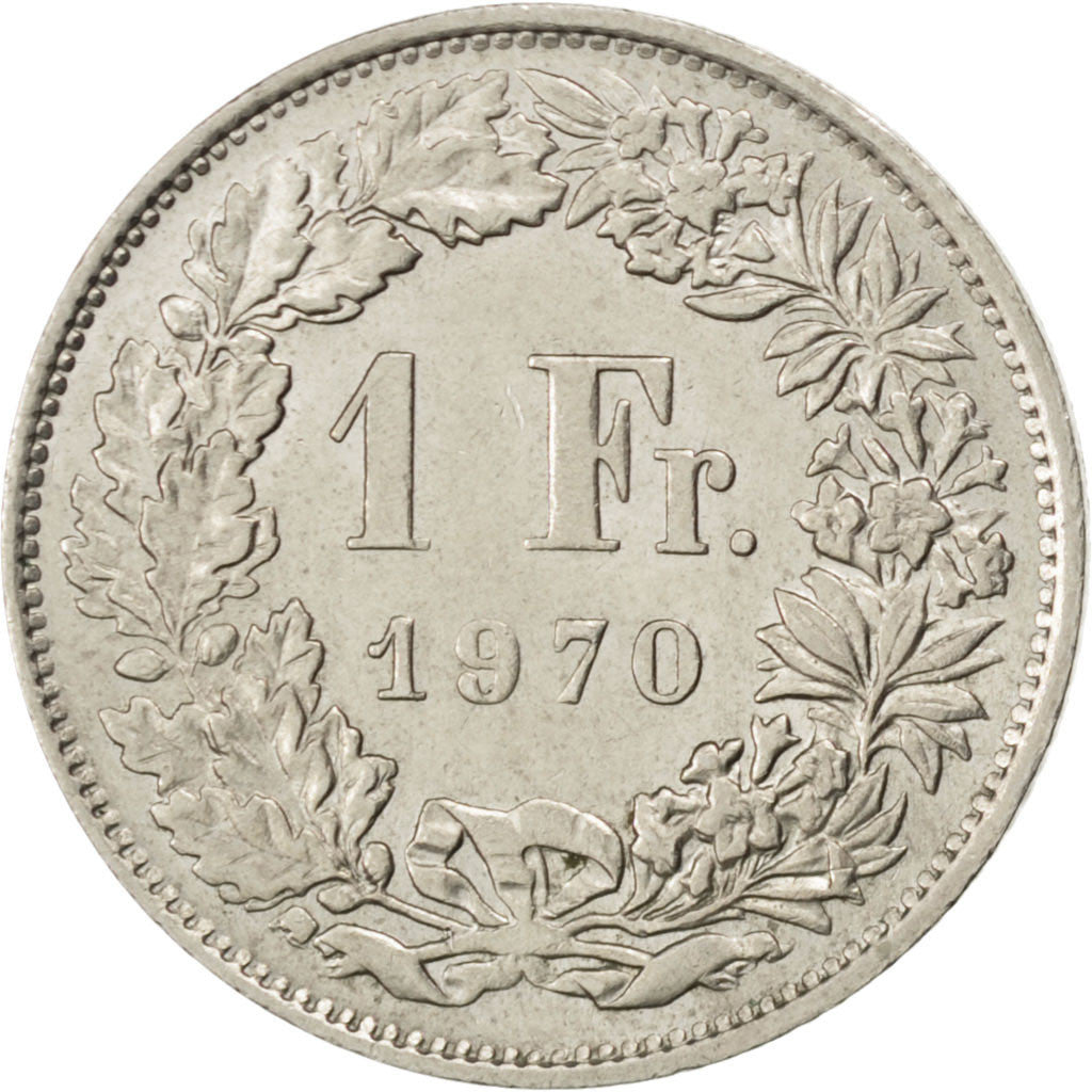 Coin, Switzerland, Franc, 1970, Bern, AU(50-53), Copper-nickel, KM:24a.1