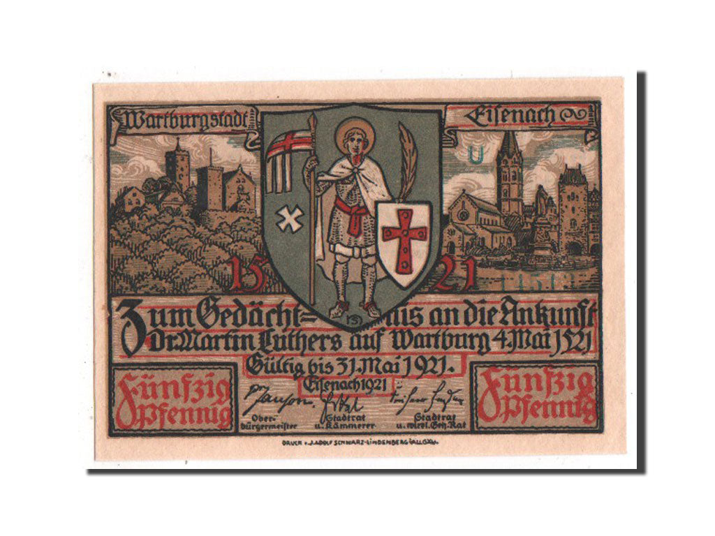 Banknote, Germany, Eisenach Stadt, 50 Pfennig, 1921, UNC(63), Mehl:320.3