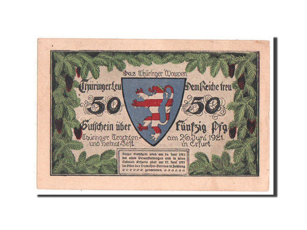 Banknote, Germany, Provinz Sachsen, Thüringischer Teil, 50 Pfennig, 1921