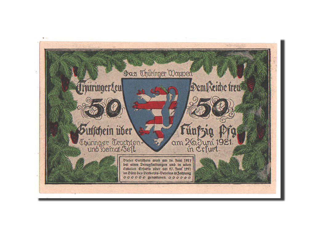 Banknote, Germany, Provinz Sachsen, Thüringischer Teil, 50 Pfennig, 1921