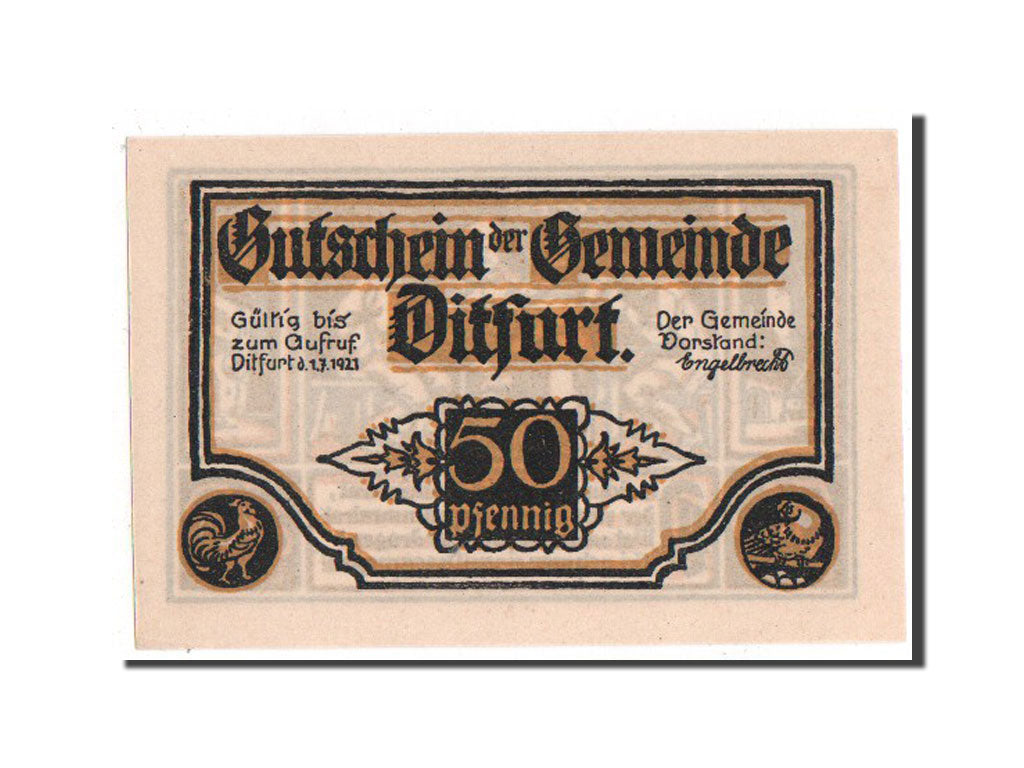 Banknote, Germany, Ditfurt Gemeinde, 50 Pfennig, 1922, UNC(65-70), Mehl:275.2