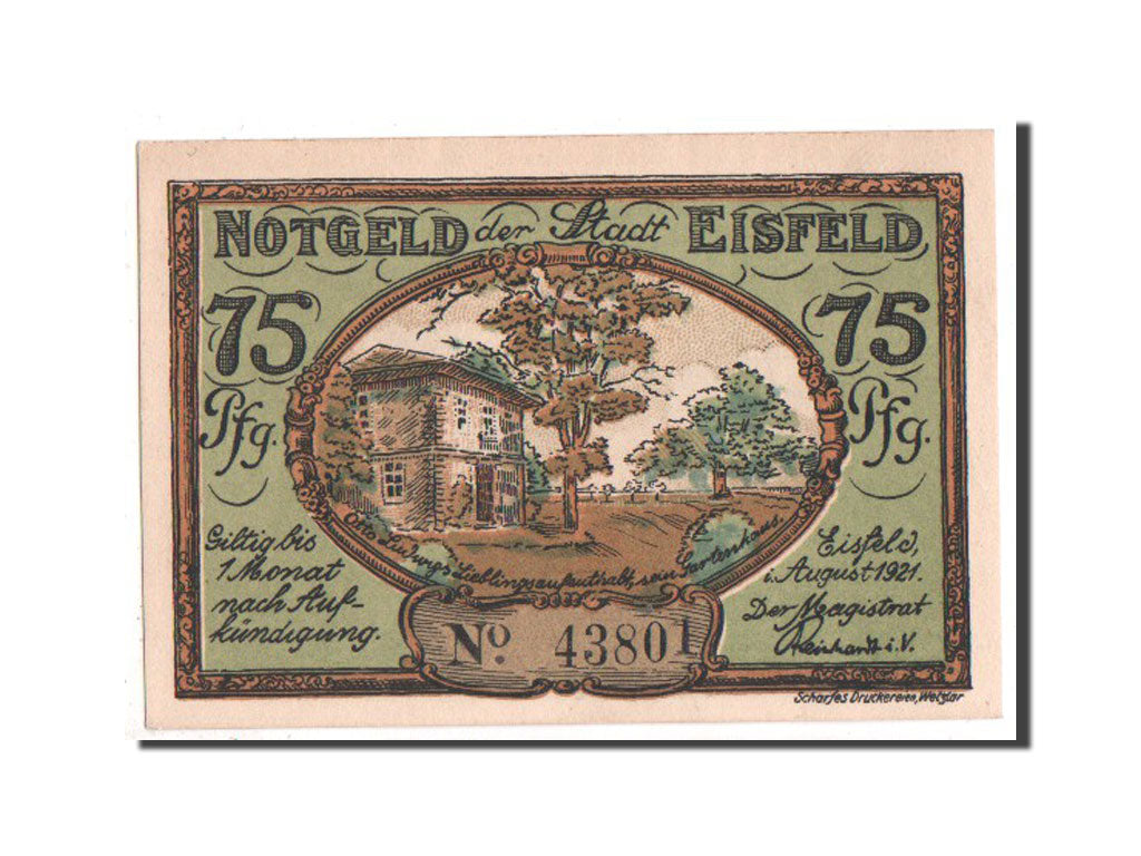Banknote, Germany, Eisfeld Stadt, 75 Pfennig, 1921, UNC(63), Mehl:323.1