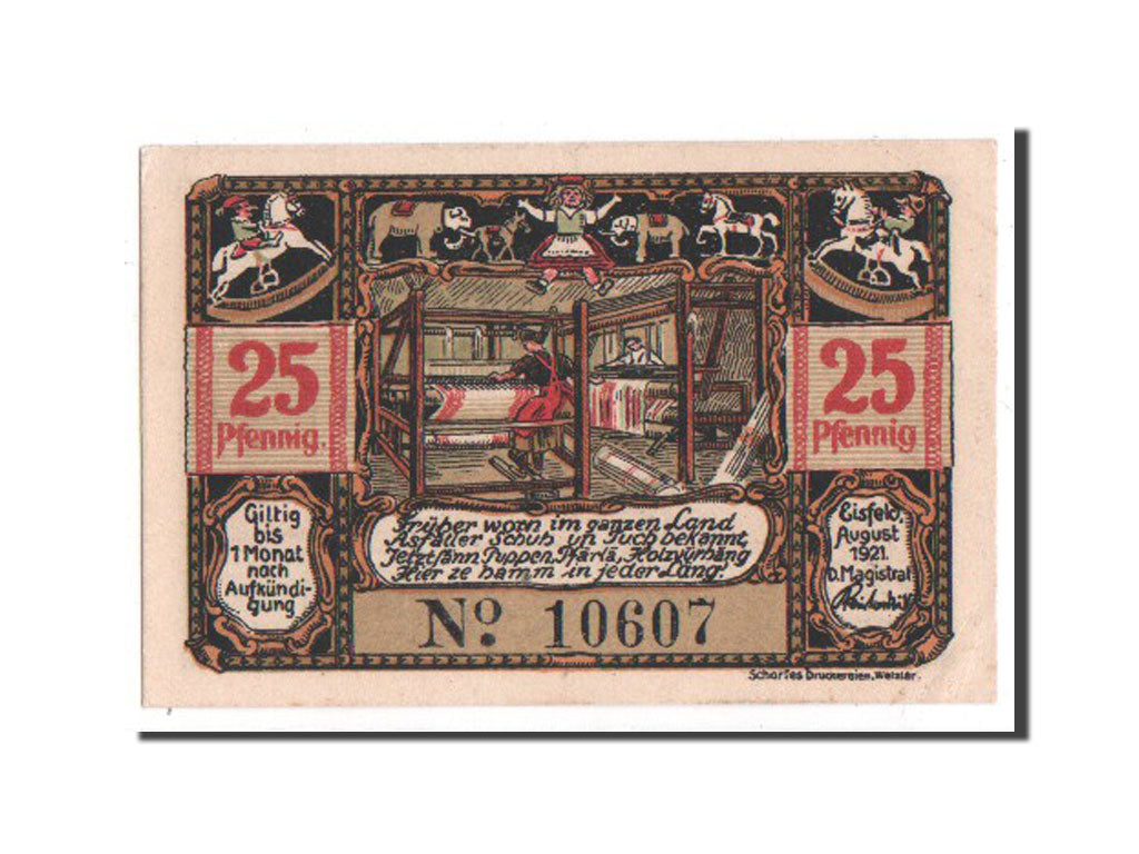 Banknote, Germany, Eisfeld Stadt, 25 Pfennig, 1921, UNC(65-70), Mehl:323.1
