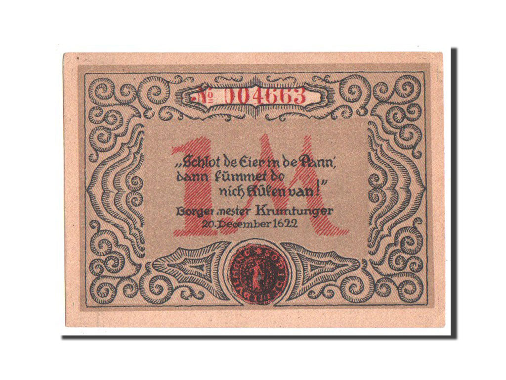 Banknote, Germany, Dulmen, 1 Mark, 1921, UNC(60-62), Mehl:295a