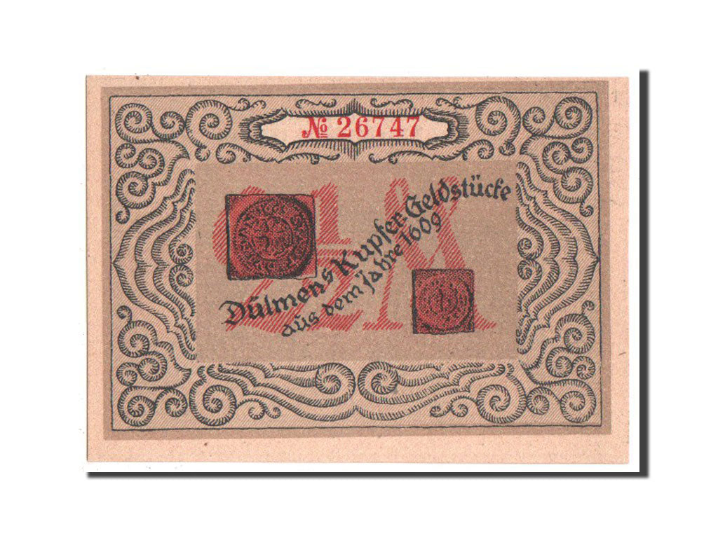 Banknote, Germany, Dulmen, 2.5 Mark, 1921, UNC(65-70), Mehl:295.1a