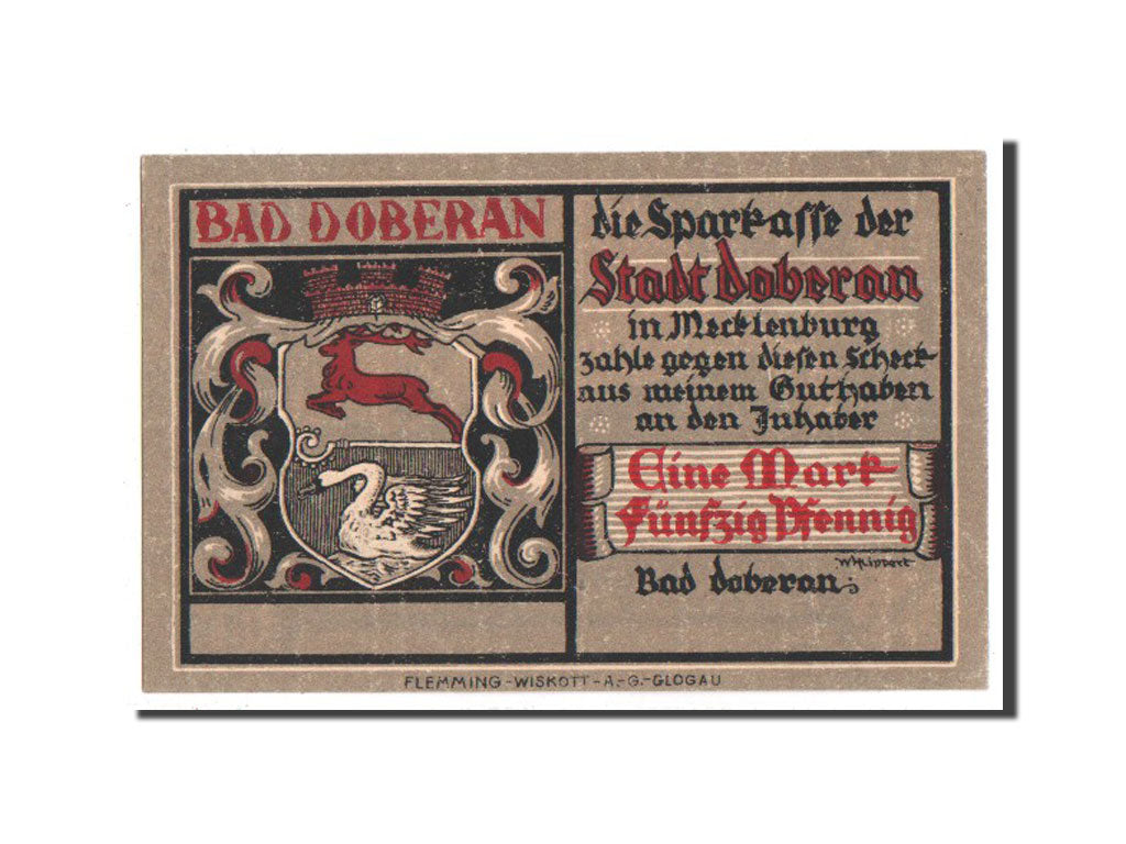 Banknote, Germany, Doberan Bad, 1.5 Mark, 1922, UNC(63), Mehl:276.4c
