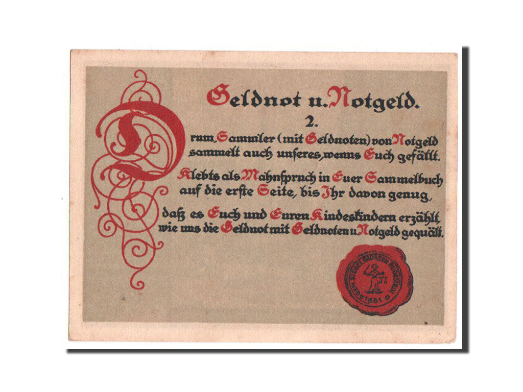 Banknote, Germany, Grossrudestedt, 50 Pfennig, 1921, UNC(63), Mehl:485.1