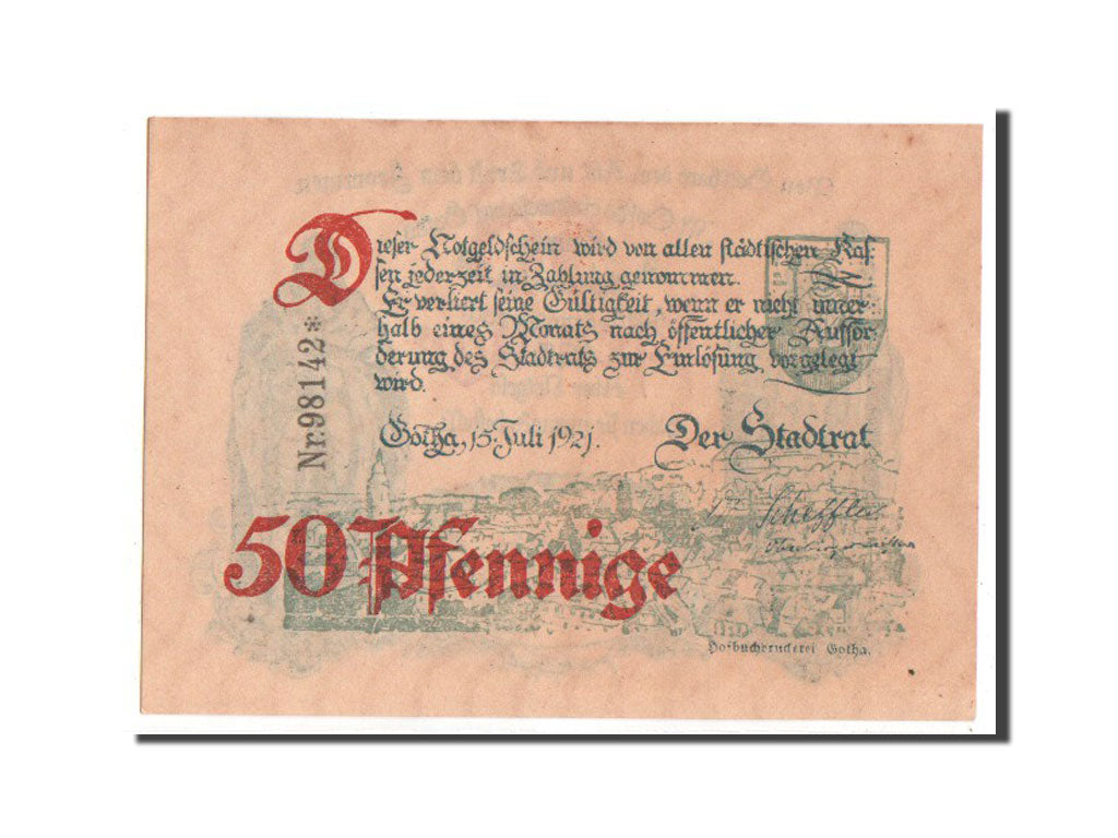 Banknote, Germany, Gotha Stadt, 50 Pfennig, 1921, UNC(63), Mehl:456.7