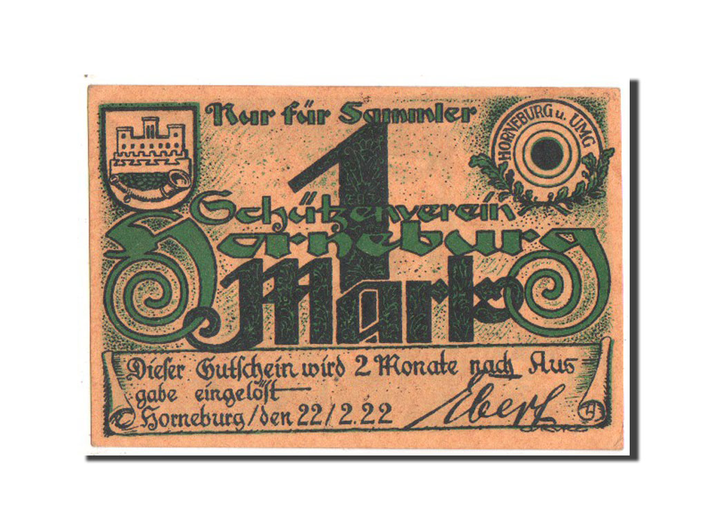 Banknote, Germany, Horneburg, 1 Mark, 1922, UNC(60-62), Mehl:631.1