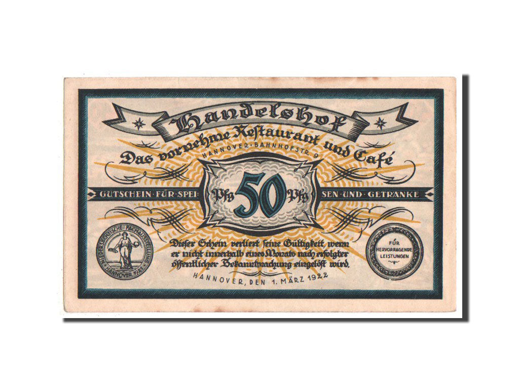 Banknote, Germany, Hannover, 50 Pfennig, 1922, AU(55-58), Mehl:571.1