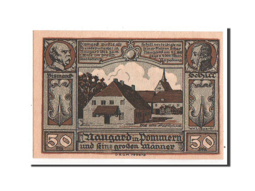 Geldschein, Deutschland, Naugard Stadtsparkasse, 50 Pfennig, 1922, UNZ-