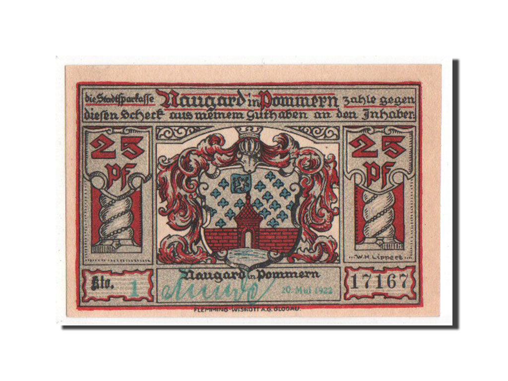 Banknote, Germany, Naugard Stadtsparkasse, 25 Pfennig, 1922, UNC(63)