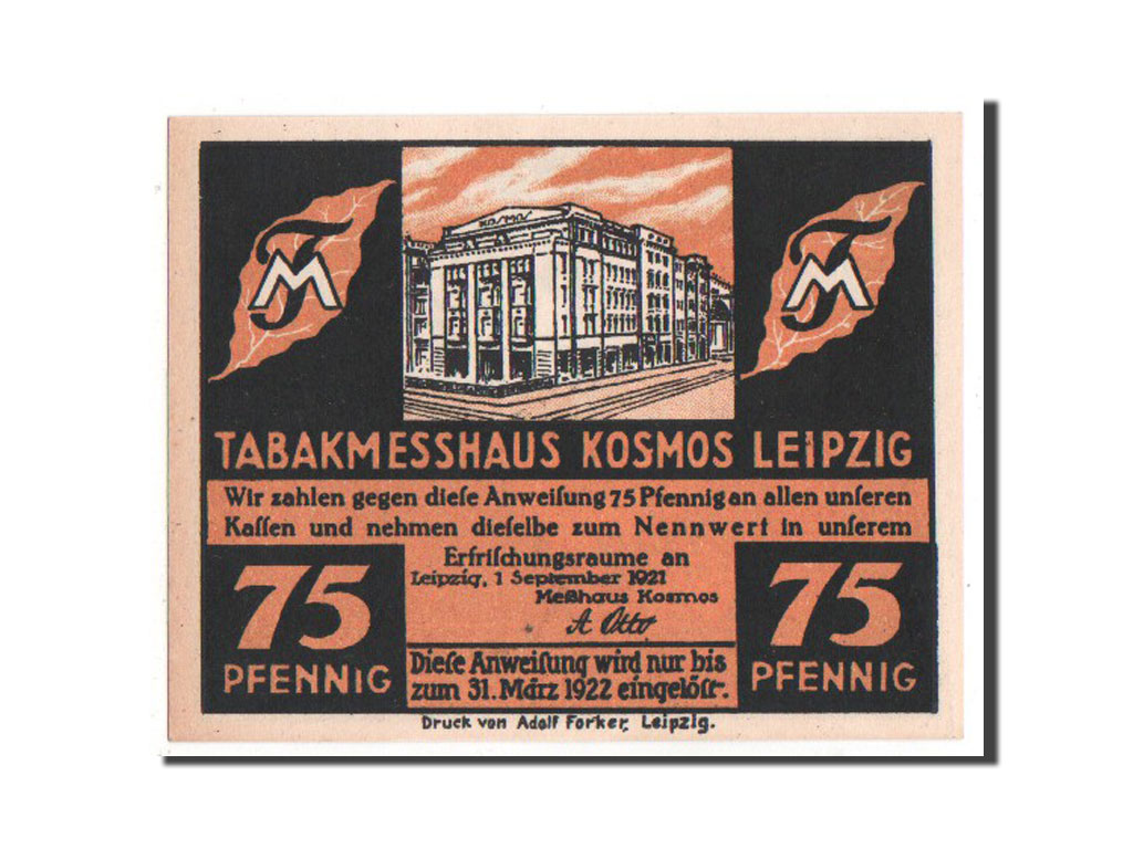 Banknote, Germany, Leipzig Stadt, 75 Pfennig, 1921, UNC(65-70), Mehl:785.1