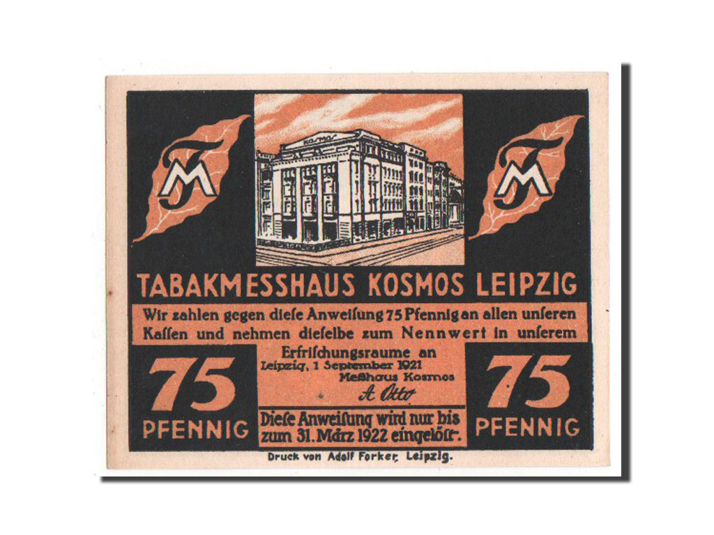 Billete, Alemania, Leipzig Stadt, 75 Pfennig, 1921, UNC, Mehl:785.1