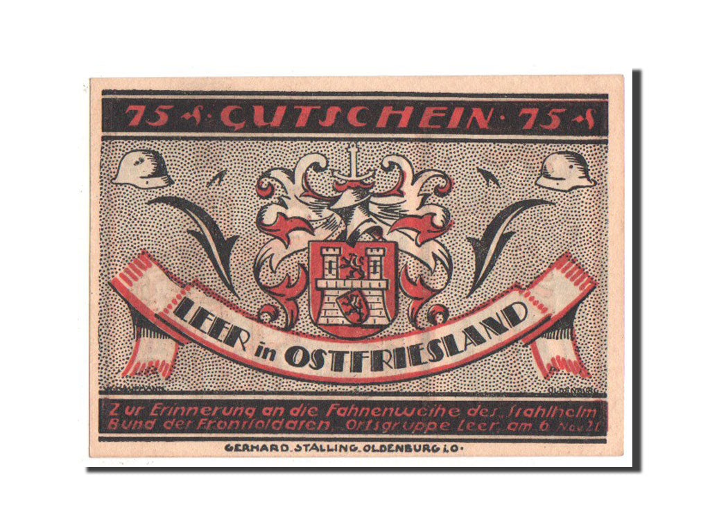 Banknote, Germany, Leer, 75 Pfennig, 1921, UNC(63), Mehl:781.1