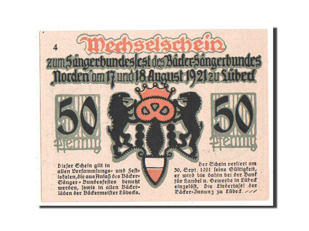 Banknote, Germany, Lübeck, 50 Pfennig, 1921, AU(55-58), Mehl:820.1