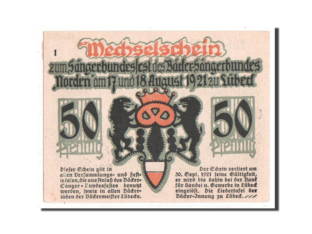 Banknote, Germany, Lübeck, 50 Pfennig, 1921, AU(50-53), Mehl:820.1