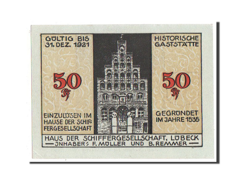 Banknote, Germany, Lübeck, 50 Pfennig, 1921, UNC(63), Mehl:824.1a