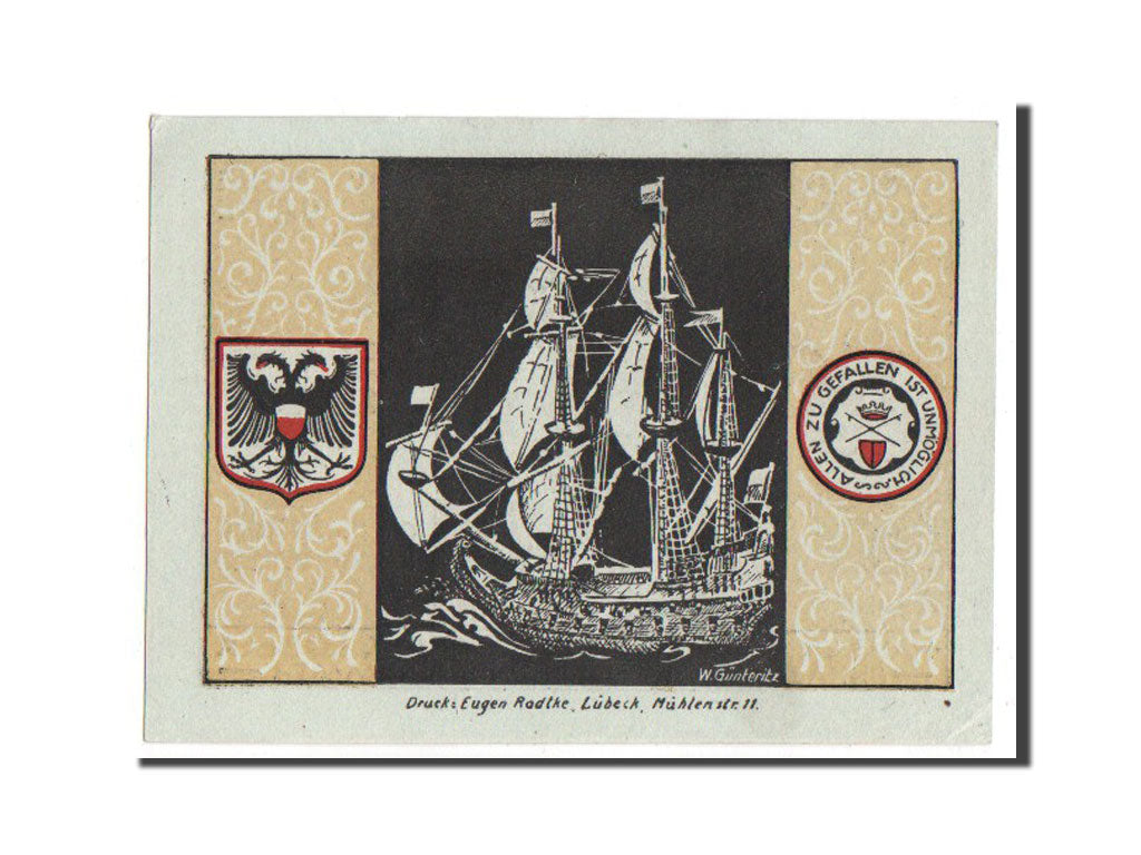 Banknote, Germany, Lübeck, 50 Pfennig, 1921, UNC(63), Mehl:824.1a