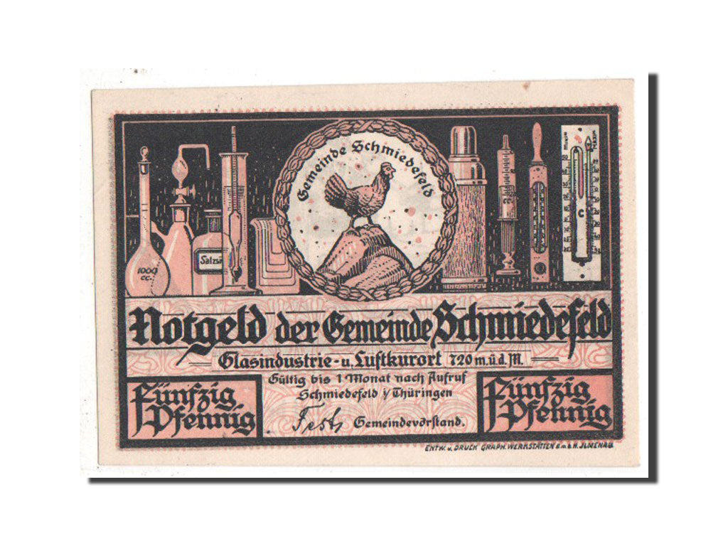 Banknote, Germany, Schmiedfeld Gemeinde, 50 Pfennig, 1921, UNC(63), Mehl:1187.6