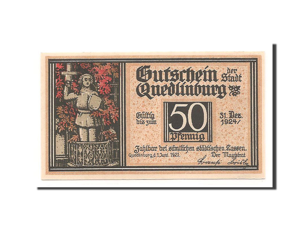Geldschein, Deutschland, Quedlinburg Stadt, 50 Pfennig, 1921, UNZ-, Mehl:1087.2