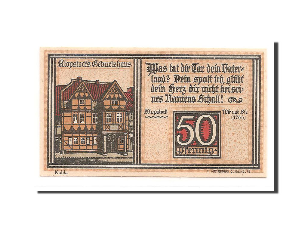 Geldschein, Deutschland, Quedlinburg Stadt, 50 Pfennig, 1921, UNZ-, Mehl:1087.2