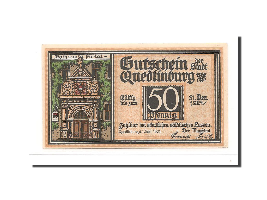 Banknote, Germany, Quedlinburg Stadt, 50 Pfennig, 1921, UNC(63), Mehl:1087.2