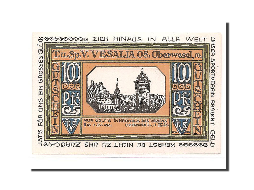 Banknote, Germany, Oberwesel Stadt, 100 Pfennig, 1921, UNC(65-70), Mehl:1005.1