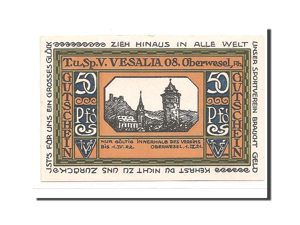 Geldschein, Deutschland, Oberwesel Stadt, 50 Pfennig, 1921, UNZ, Mehl:1005.1
