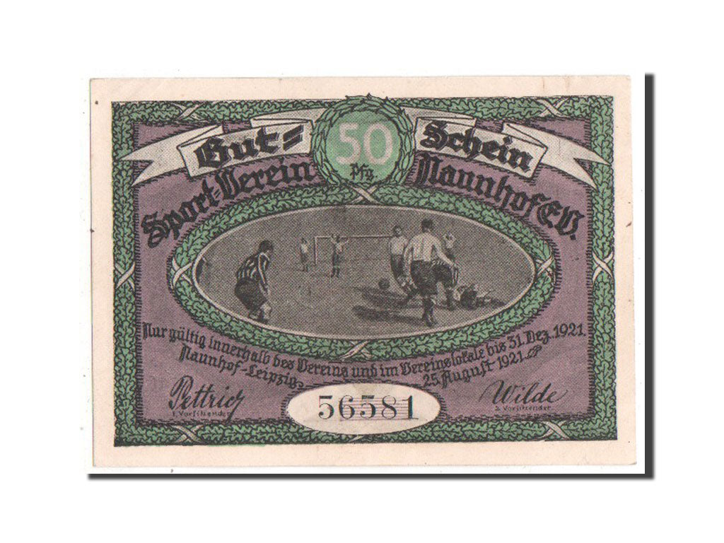 Banknote, Germany, Naunhof, 50 Pfennig, 1921, UNC(65-70), Mehl:930.1