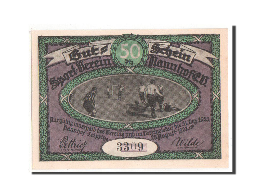 Banknote, Germany, Naunhof, 50 Pfennig, 1921, UNC(65-70), Mehl:930.1
