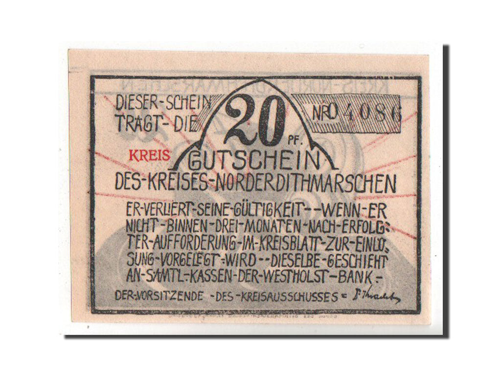 Banconote, Germania, Schleswig-Holstein, 20 Pfennig, 1921, SPL, Mehl:983.4a