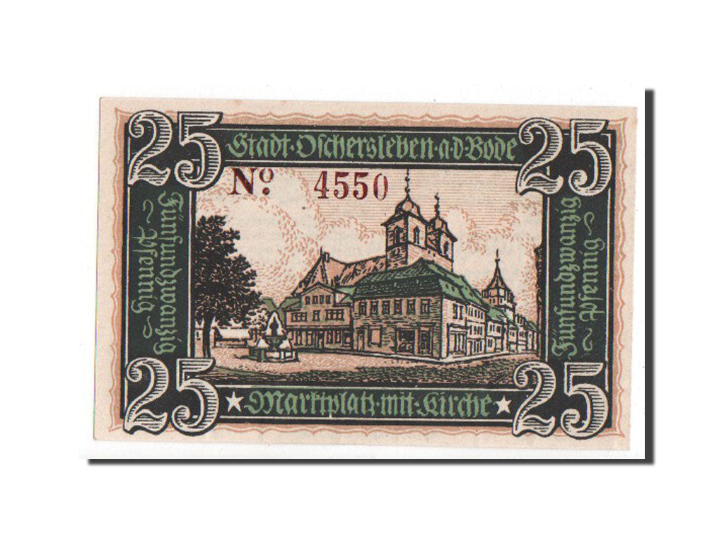 Banknote, Germany, Oschersleben a.Bode Stadt, 25 Pfennig, 1920, UNC(63)
