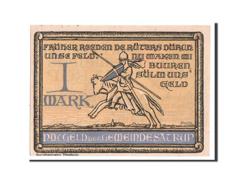 Banknote, Germany, Satrup, 1 Mark, 1921, UNC(63), Mehl:1169.1c