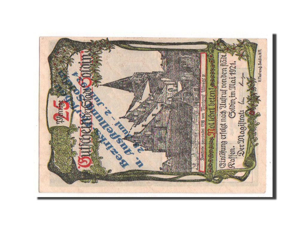 Banknote, Germany, Soldin, 25 Pfennig, 1921, 1921-05-01, UNC(63), Mehl:non