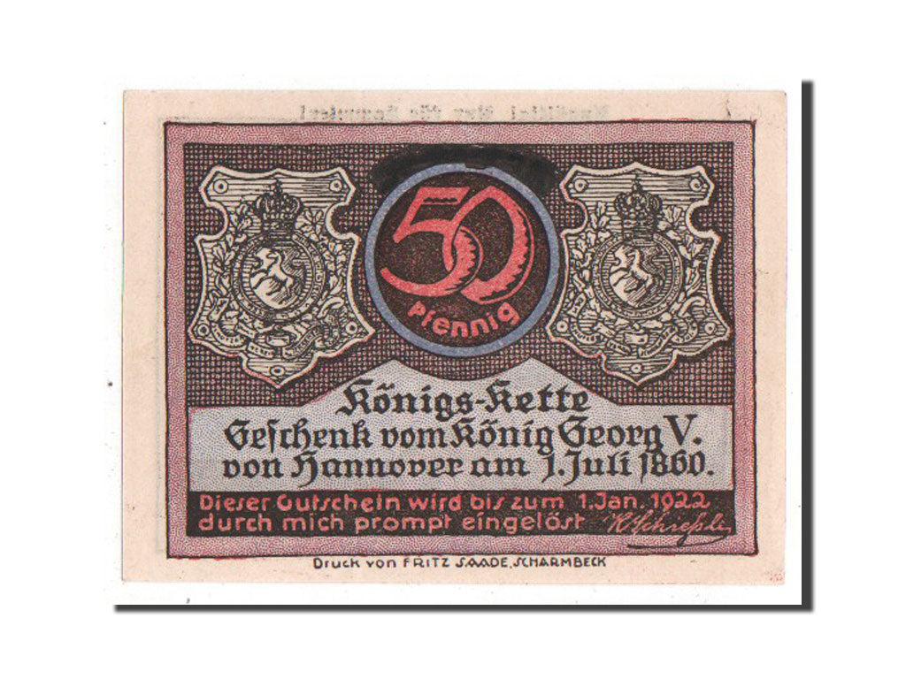 Banknote, Germany, Scharmbeck Stadt, 50 Pfennig, 1921, UNC(63), Mehl:1172.2b