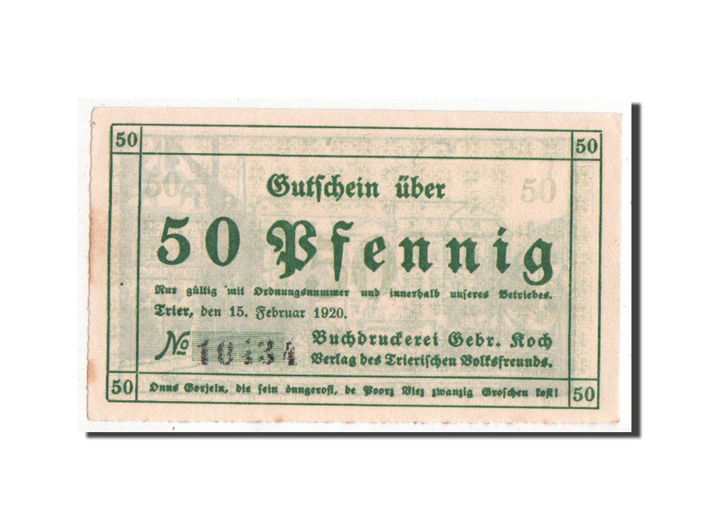 Banknote, Germany, Trier Stadt, 50 Pfennig, 1920, UNC(60-62), Mehl:1342.3